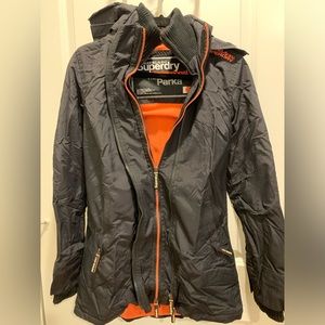 SuperDry Professional The Parka Fur Jacket Adult Size Small Fleece Multi ZIPPER